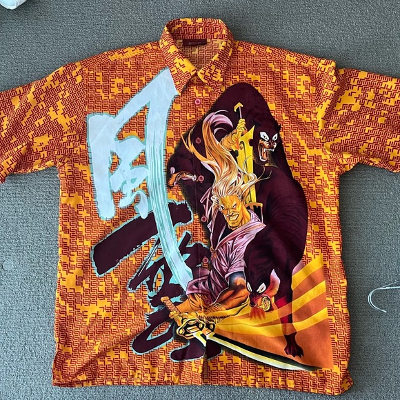 2000s Engineered Manga Graphic Button-Up large - Picture 1 of 6